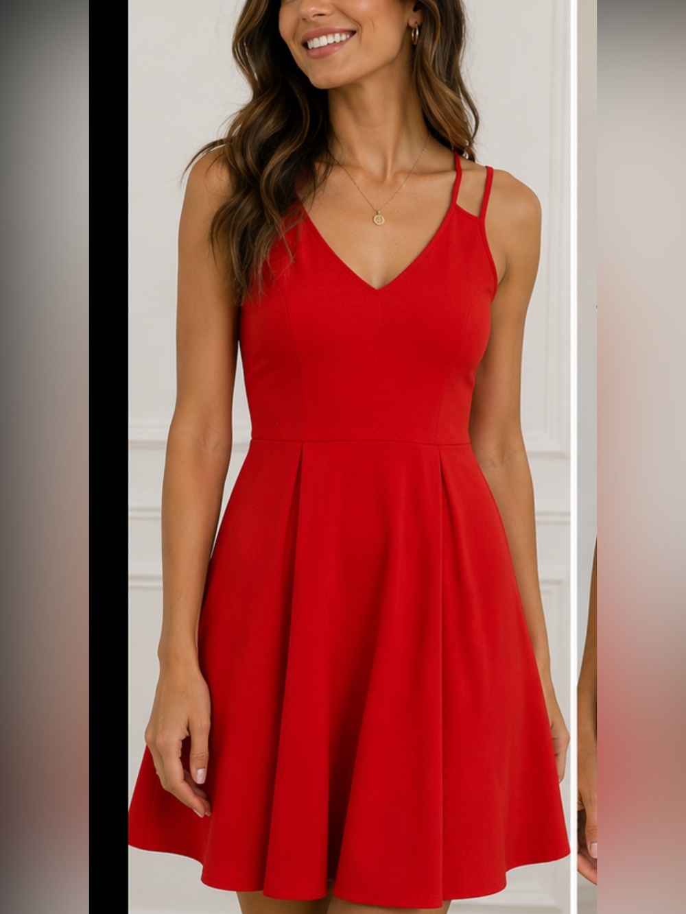 🎀Love Riche Red Romantic V-Neck Dress